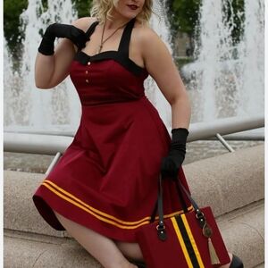Disney Parks Stylish Red and Black Halter Dress XS